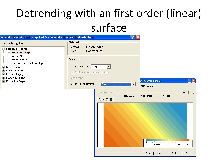 Detrending with an first order (linear) surface 