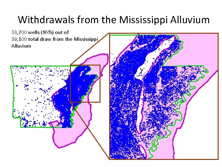 Withdrawals from the Mississippi Alluvium 33, 700 wells (86%) out of 39, 100 total