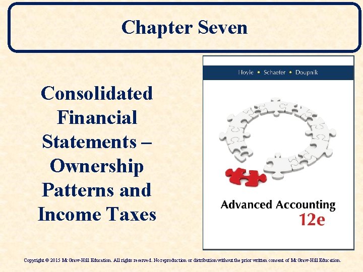 Chapter Seven Consolidated Financial Statements – Ownership Patterns and Income Taxes Copyright © 2015