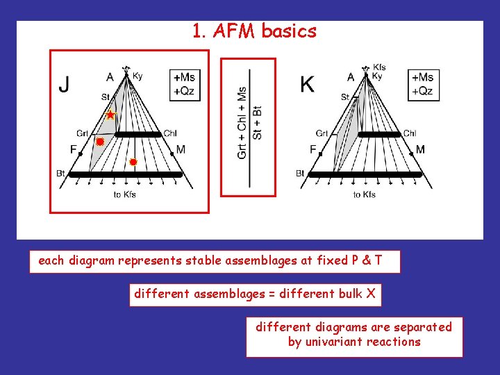 1. AFM basics each diagram represents stable assemblages at fixed P & T different
