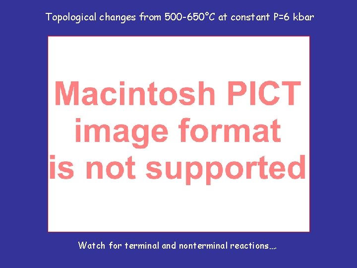Topological changes from 500 -650°C at constant P=6 kbar Watch for terminal and nonterminal