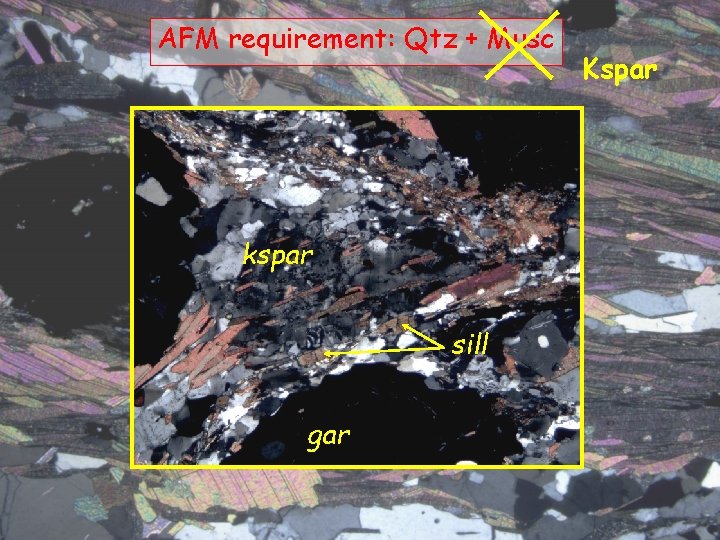 AFM requirement: Qtz + Musc …but musc breaks down at high T qtz sill