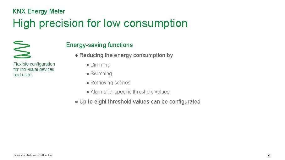 KNX Energy Meter High precision for low consumption Energy-saving functions ● Reducing the energy