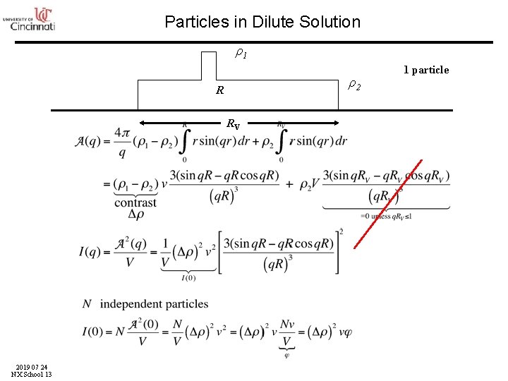 Particles in Dilute Solution ρ1 ρ2 R RV 2019 07 24 NX School 13