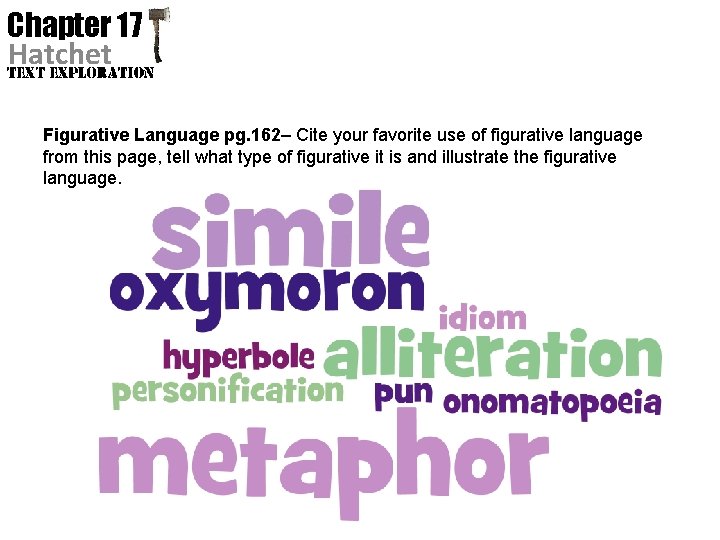 Chapter 17 Hatchet Figurative Language pg. 162– Cite your favorite use of figurative language