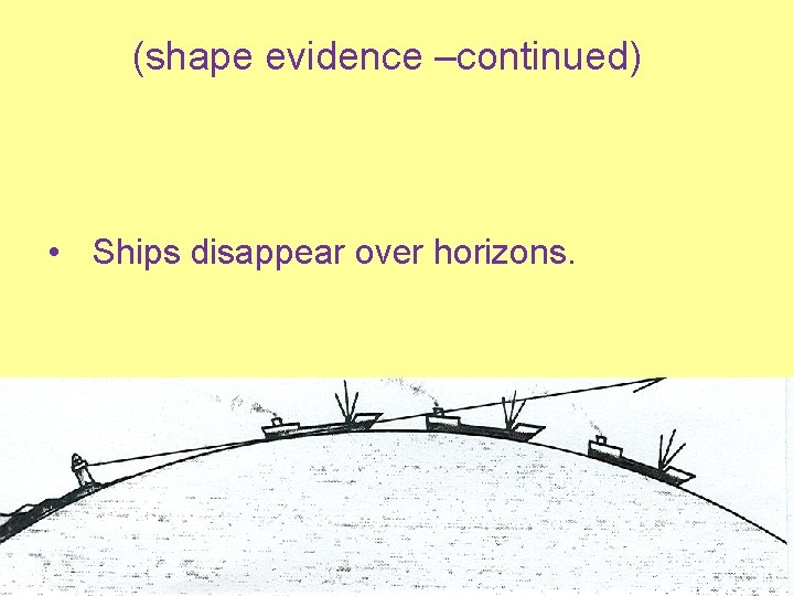 (shape evidence –continued) • Ships disappear over horizons. 