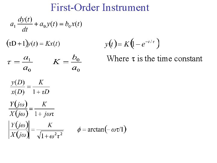 First-Order Instrument Where is the time constant 