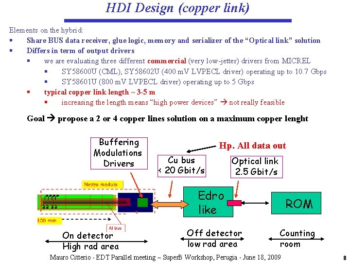HDI Design (copper link) Elements on the hybrid: § Share BUS data receiver, glue