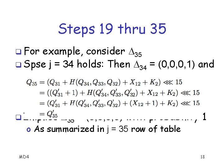 Steps 19 thru 35 q For example, consider 35 q Spse j = 34