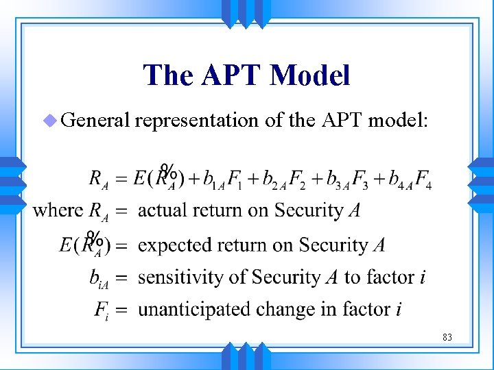The APT Model u General representation of the APT model: 83 The APT Model u General representation of the APT model: 83