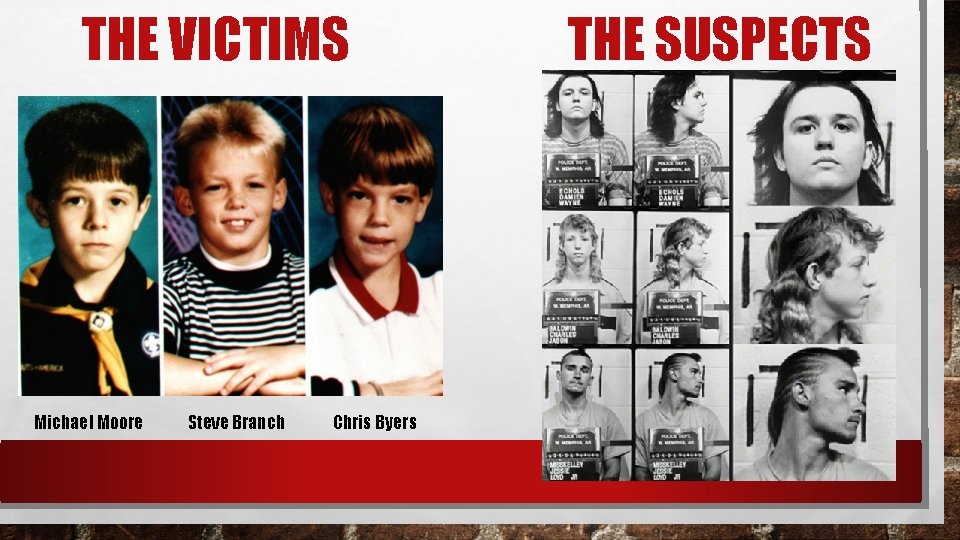 THE VICTIMS Michael Moore Steve Branch Chris Byers THE SUSPECTS 