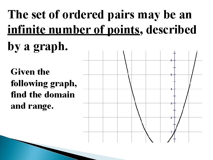 The set of ordered pairs may be an infinite number of points, described by