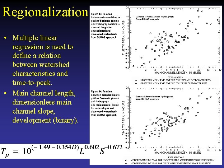 Regionalization • Multiple linear regression is used to define a relation between watershed characteristics