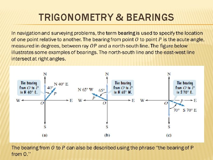 TRIGONOMETRY & BEARINGS 