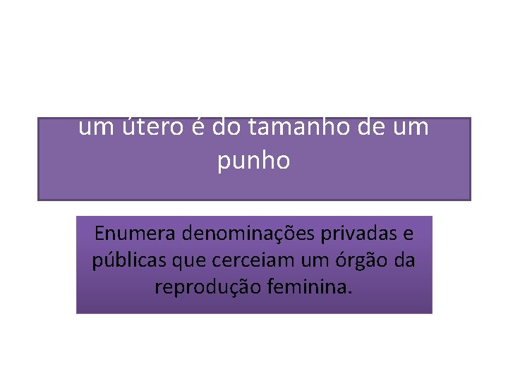 um útero é do tamanho de um punho Enumera denominações privadas e públicas que