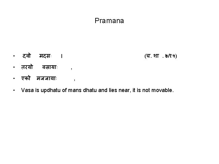 Pramana • दव मदस । (च. श . ७/१५) • तरय वस य •