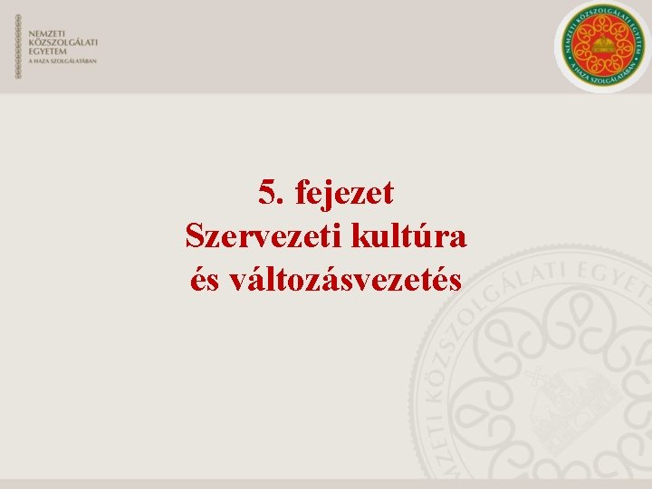 5. fejezet Szervezeti kultúra és változásvezetés 