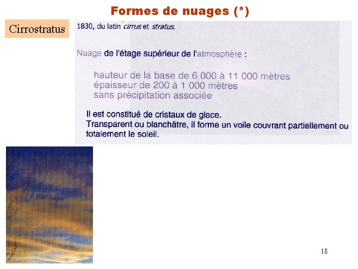 Formes de nuages (*) Cirrostratus 18 