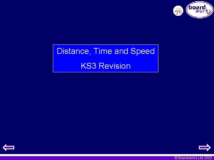 Distance, Time and Speed KS 3 Revision © Boardworks Ltd 2003 