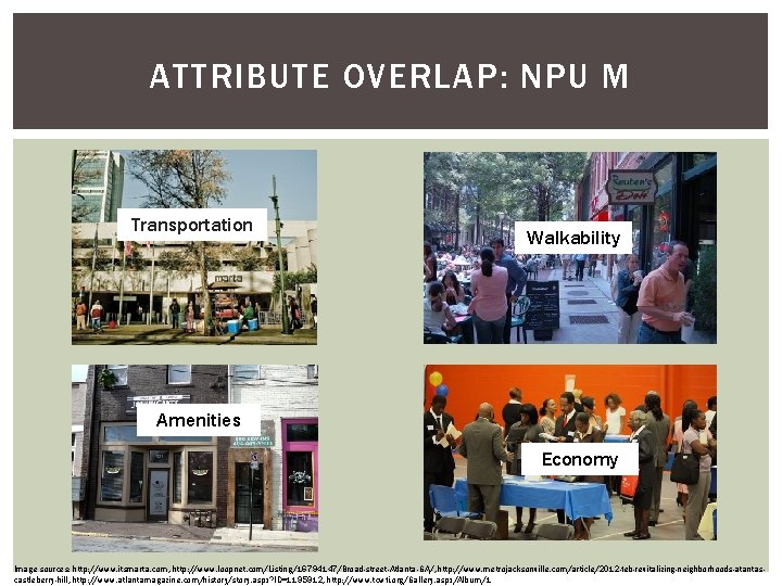 ATTRIBUTE OVERLAP: NPU M Transportation Walkability Amenities Economy Image sources: http: //www. itsmarta. com, ATTRIBUTE OVERLAP: NPU M Transportation Walkability Amenities Economy Image sources: http: //www. itsmarta. com,