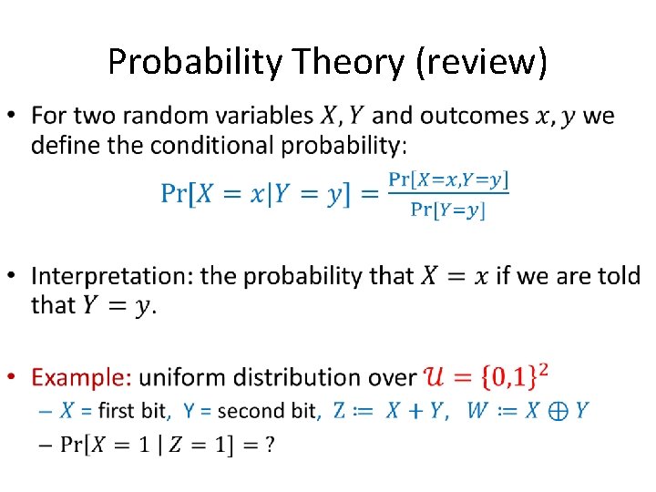 Probability Theory (review) • 