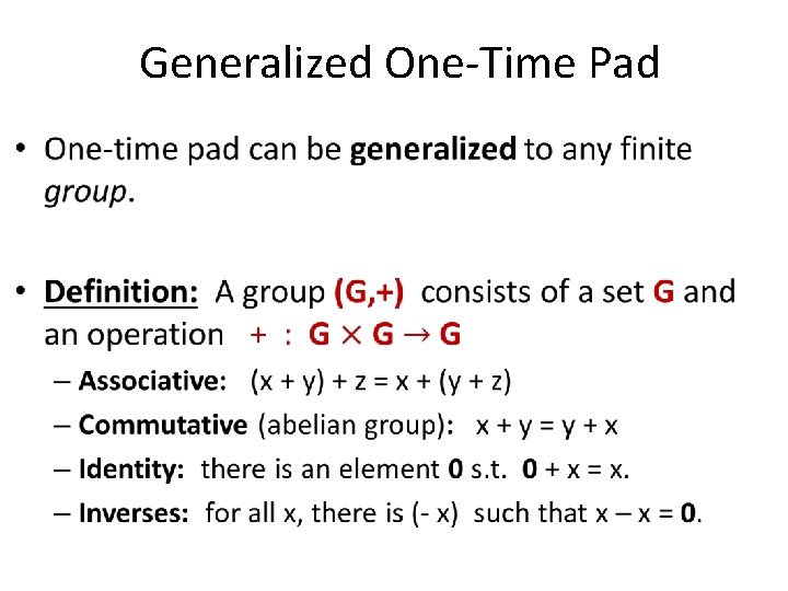 Generalized One-Time Pad • 