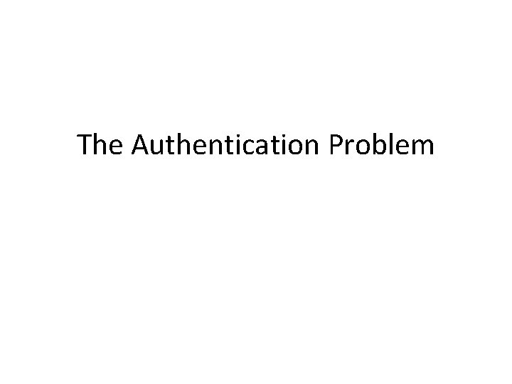 The Authentication Problem 
