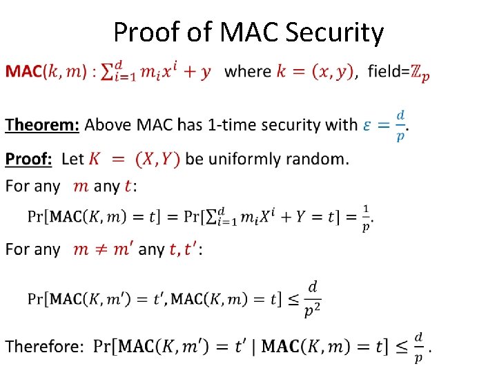 Proof of MAC Security • 