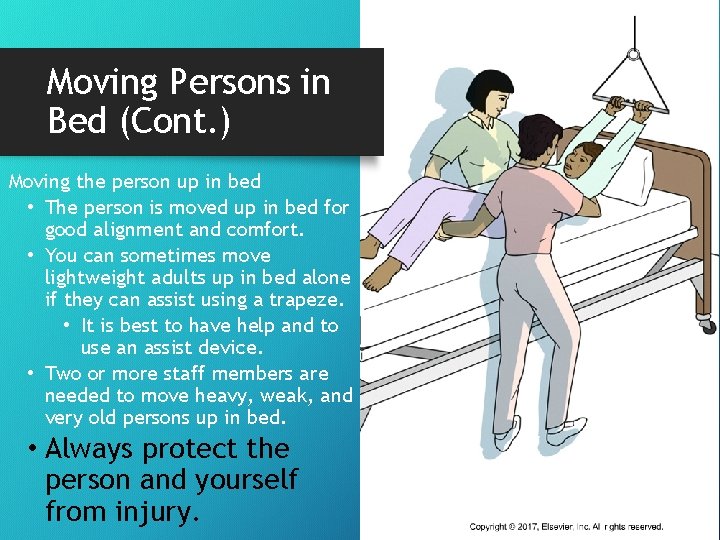 Moving Persons in Bed (Cont. ) Moving the person up in bed • The