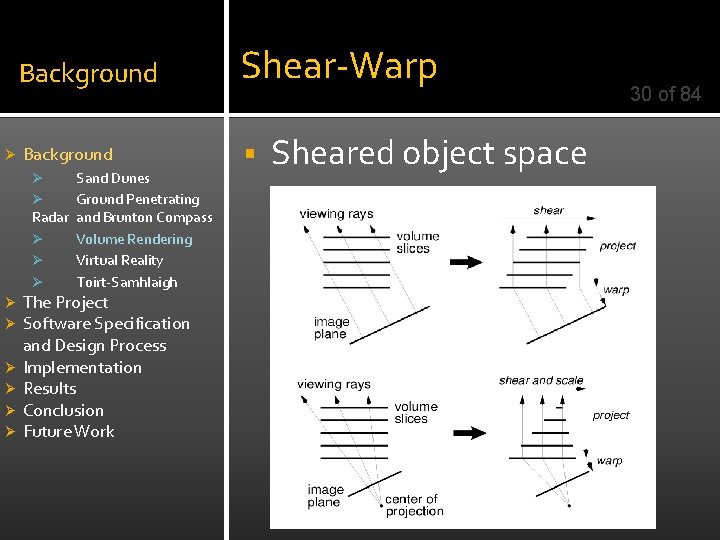 Ø Background Shear-Warp Background § Sand Dunes Ø Ground Penetrating Radar and Brunton Compass