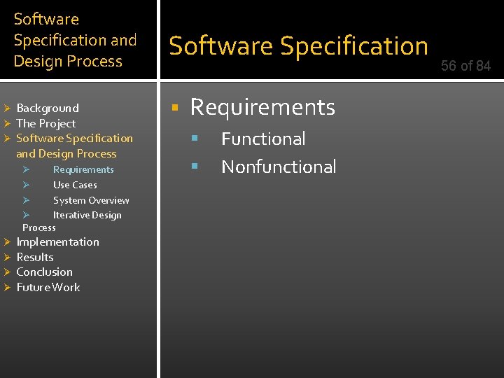 Software Specification and Design Process Ø Ø Ø Background The Project Software Specification and