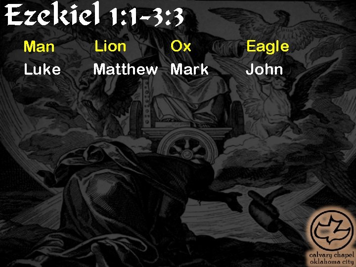 Ezekiel 1: 1 -3: 3 Man Luke Ox Lion Matthew Mark Eagle John 