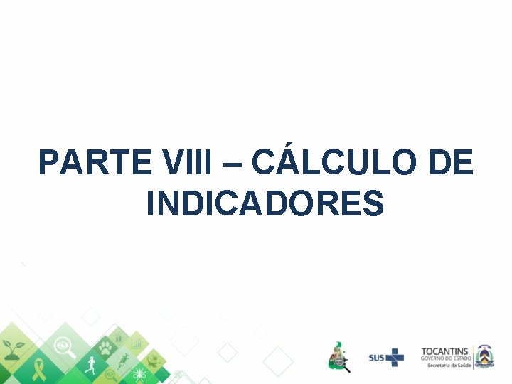 PARTE VIII – CÁLCULO DE INDICADORES PARTE VIII – CÁLCULO DE INDICADORES