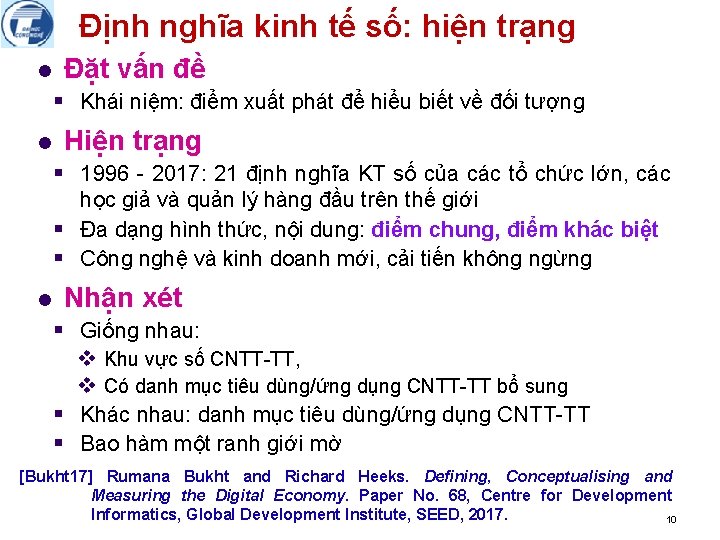 Định nghĩa kinh tế số: hiện trạng l Đặt vấn đề § Khái niệm: