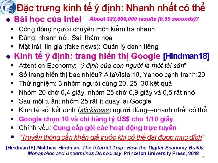 Đặc trưng kinh tế ý định: Nhanh nhất có thể l Bài học của
