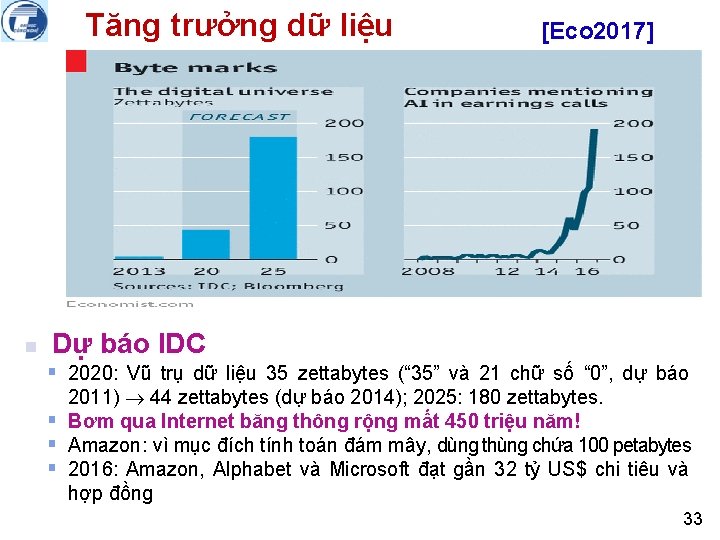 Tăng trưởng dữ liệu n [Eco 2017] Dự báo IDC § 2020: Vũ trụ