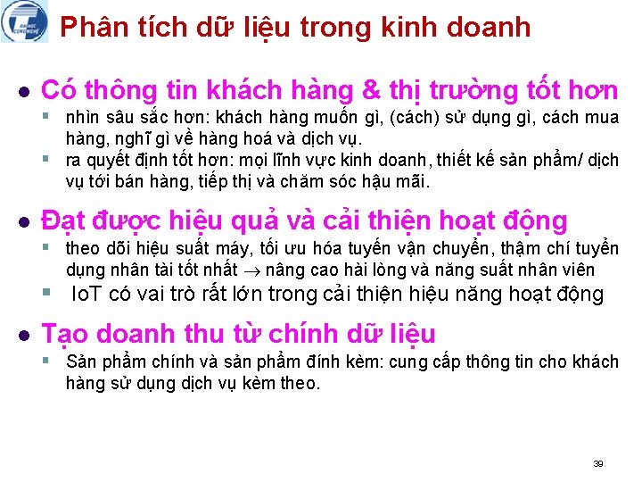 Phân tích dữ liệu trong kinh doanh l Có thông tin khách hàng &
