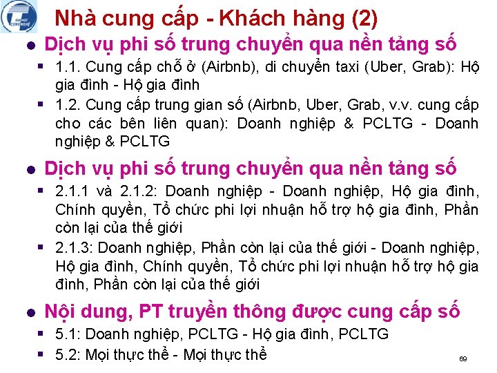 Nhà cung cấp - Khách hàng (2) l Dịch vụ phi số trung chuyển