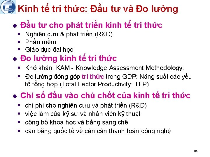Kinh tế tri thức: Đầu tư và Đo lường l Đầu tư cho phát