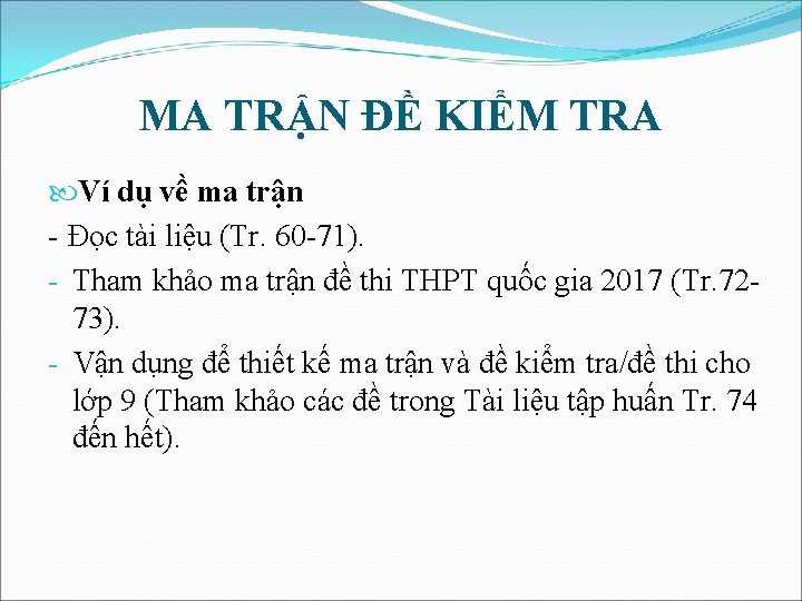 MA TRẬN ĐỀ KIỂM TRA Ví dụ về ma trận - Đọc tài liệu MA TRẬN ĐỀ KIỂM TRA Ví dụ về ma trận - Đọc tài liệu