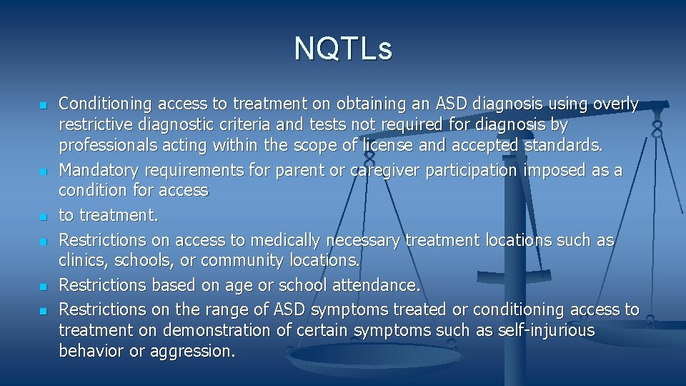 NQTLs Conditioning access to treatment on obtaining an ASD diagnosis using overly restrictive diagnostic
