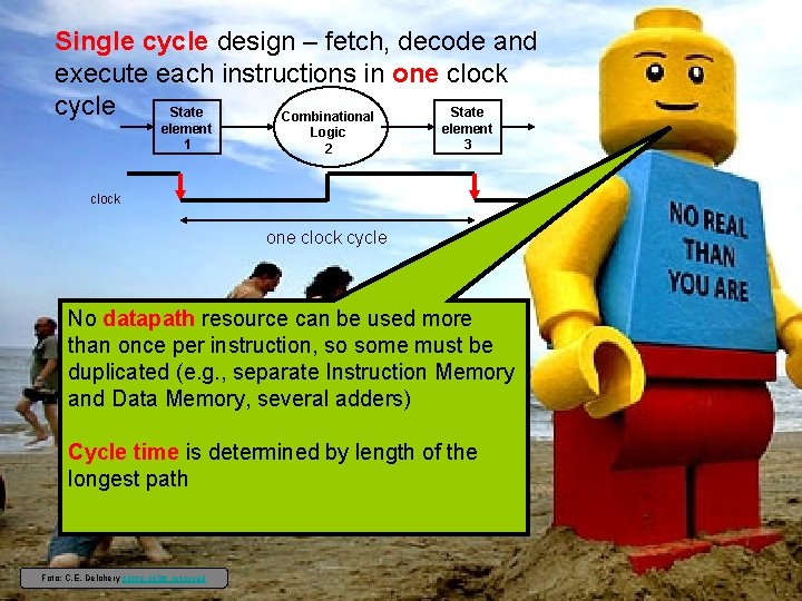 Single cycle design – fetch, decode and execute each instructions in one clock cycle