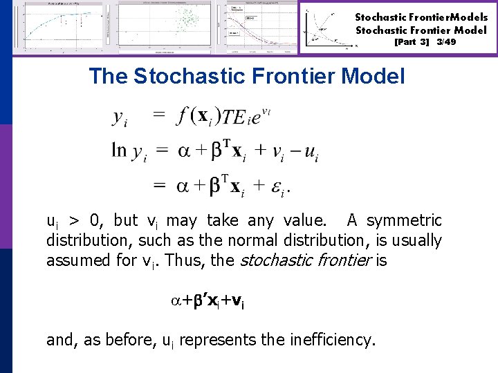 Stochastic Frontier. Models Stochastic Frontier Model [Part 3] 3/49 The Stochastic Frontier Model ui