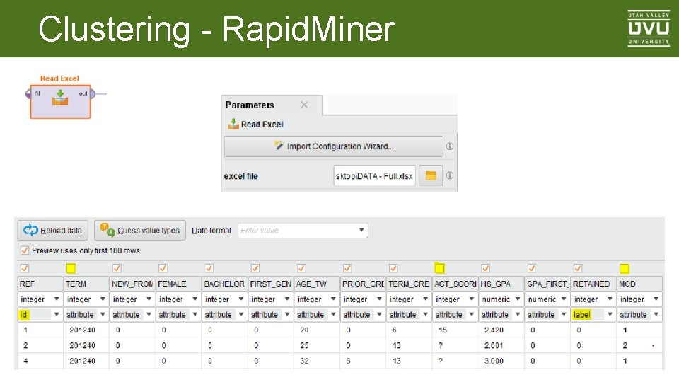 Clustering - Rapid. Miner 