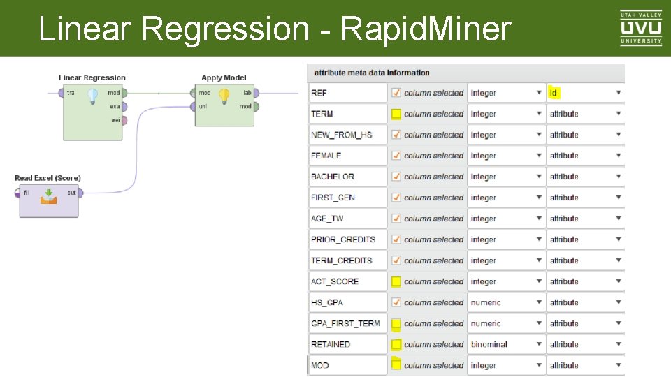 Linear Regression - Rapid. Miner 