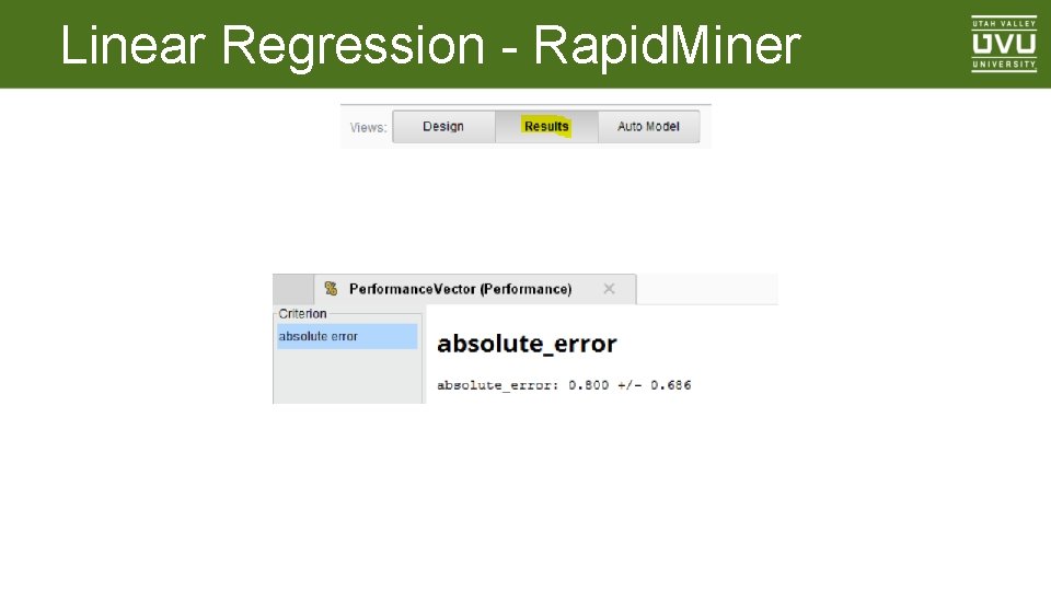 Linear Regression - Rapid. Miner 