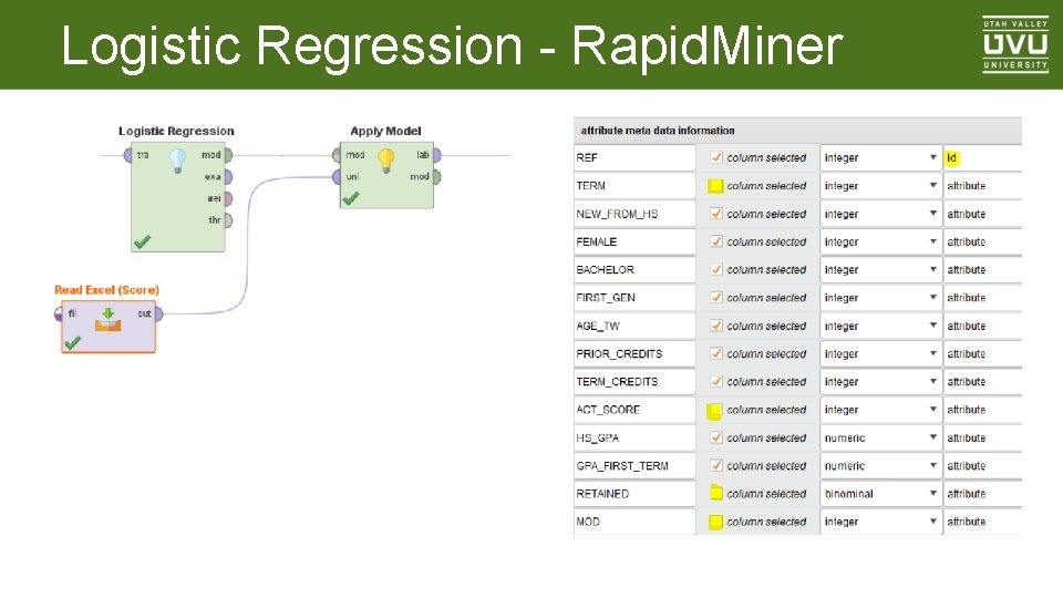 Logistic Regression - Rapid. Miner 