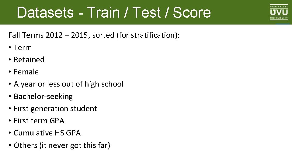 Datasets - Train / Test / Score Fall Terms 2012 – 2015, sorted (for