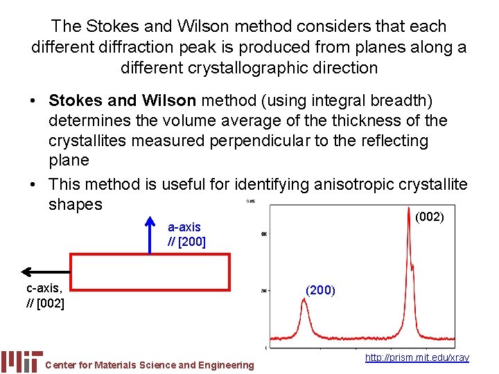 The Stokes and Wilson method considers that each different diffraction peak is produced from