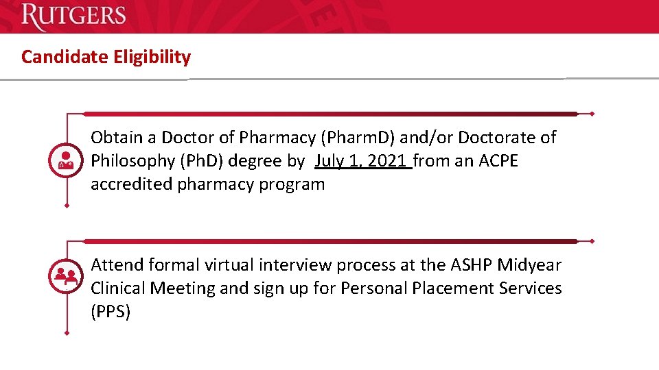 Candidate Eligibility Obtain a Doctor of Pharmacy (Pharm. D) and/or Doctorate of Philosophy (Ph.